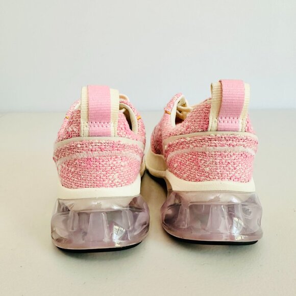 NEW TORY BURCH TWEED AND LEATHER PINK BARBIE BARBIECORE SNEAKERS - Picture 4 of 10